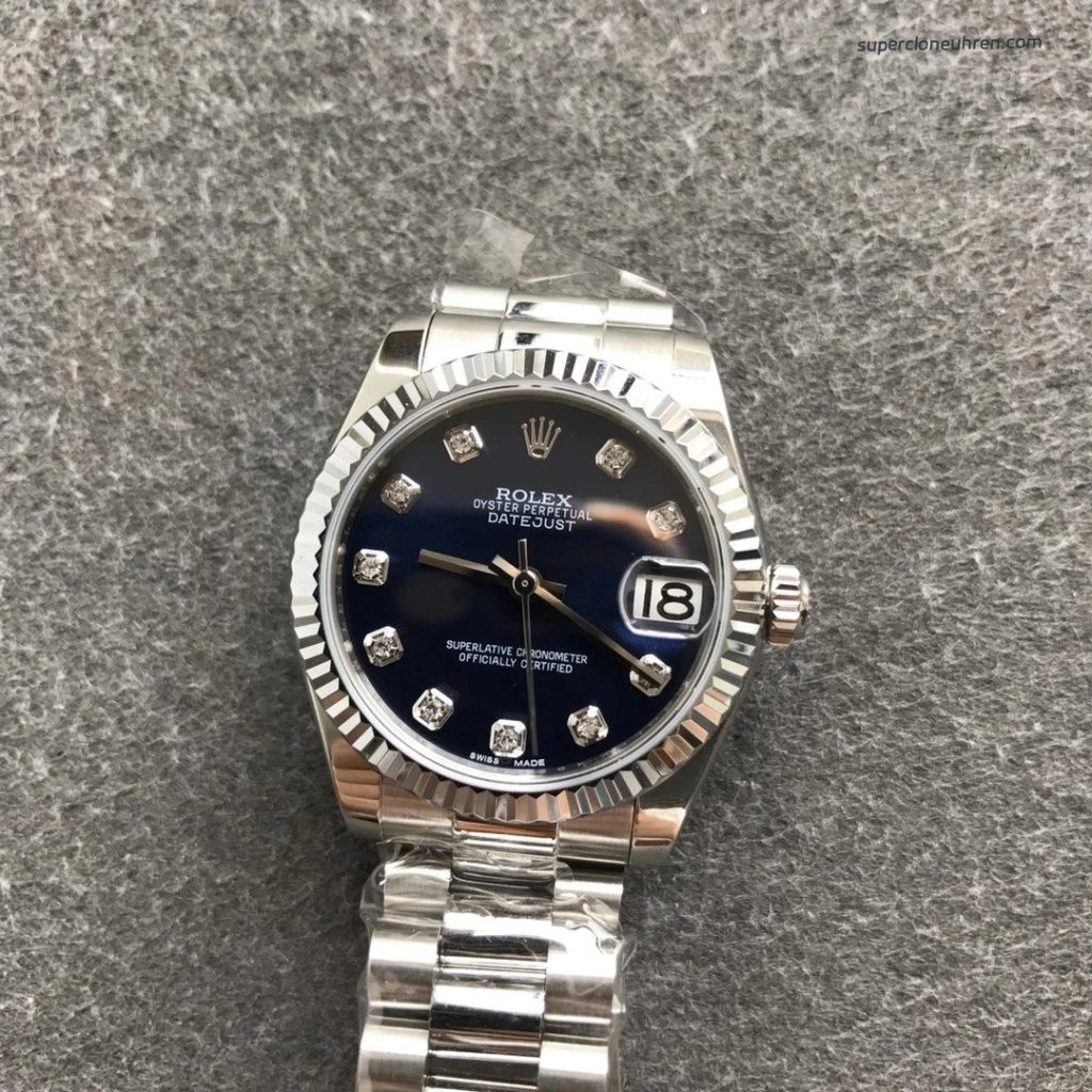 Premium Replica Uhr Rolex Datejust m178274-0061 mit Diamantindizes und Edelstahlband 31mm