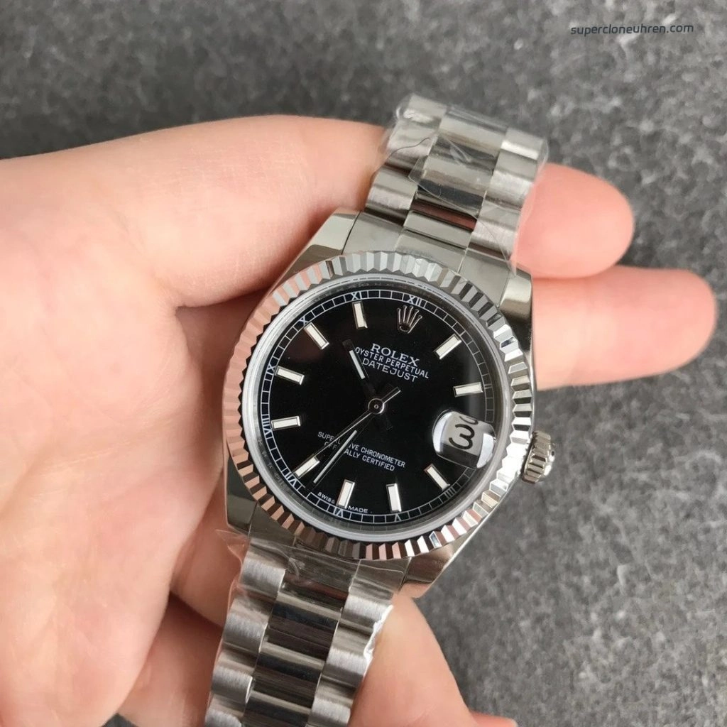 Premium Replica Uhr Rolex Datejust m178279-0046 mit schwarzem Zifferblatt 31mm