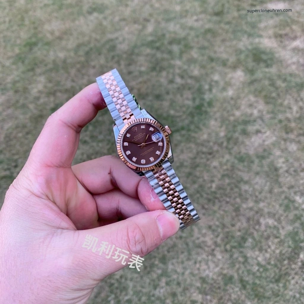 Premium Replica Uhr Rolex Datejust m278271-0028 Roségold Schokobraun 31mm