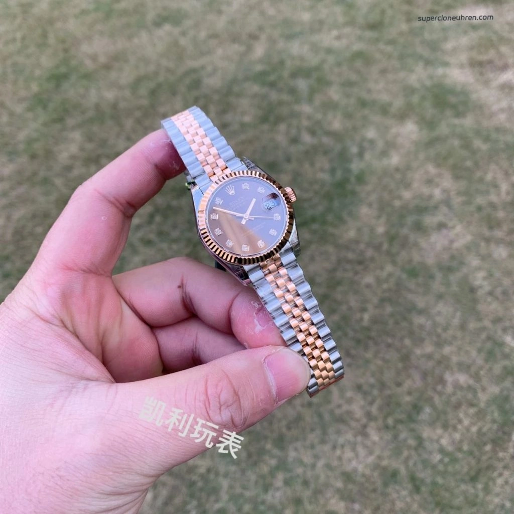 Premium Replica Uhr Rolex Datejust m278271-0028 Roségold Schokobraun 31mm