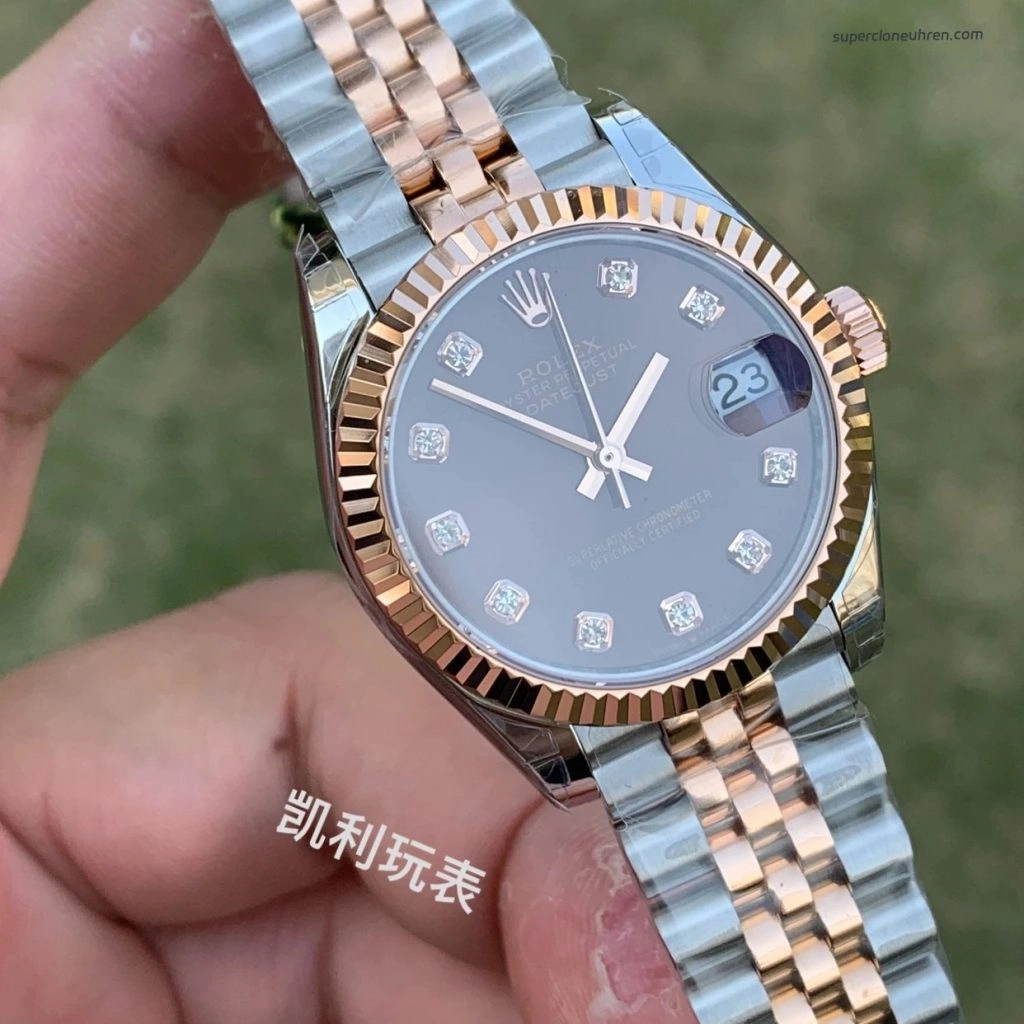 Premium Replica Uhr Rolex Datejust m278271-0028 Roségold Schokobraun 31mm