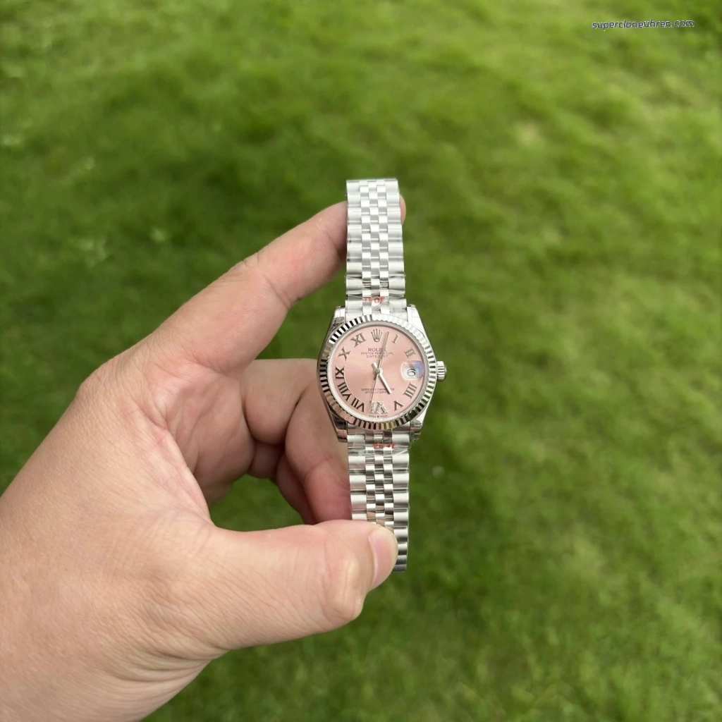 Premium Replica Uhr Rolex Datejust m278274-0024 rosa Zifferblatt mit Roemisch 31mm