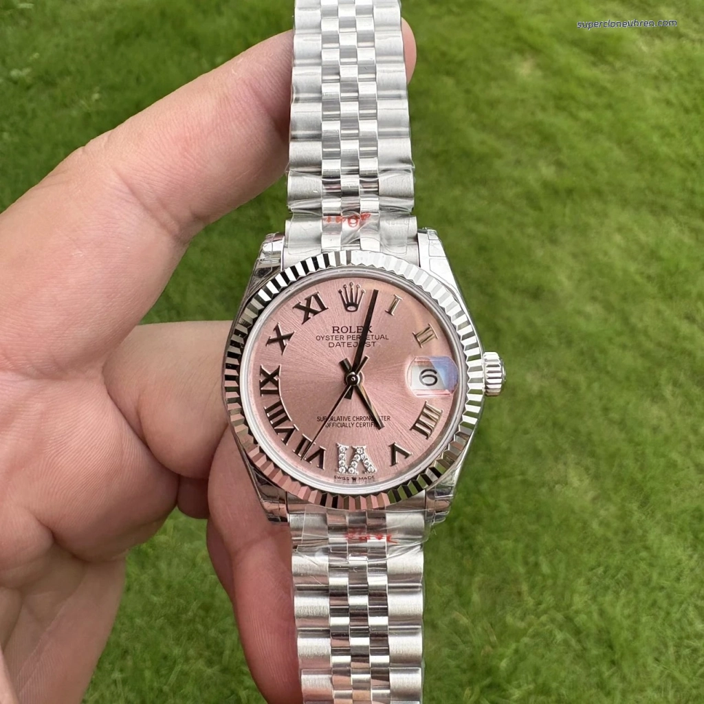 Premium Replica Uhr Rolex Datejust m278274-0024 rosa Zifferblatt mit Roemisch 31mm