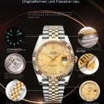 Premium Replica Uhr Rolex Datejust m126333-0022 mit goldenem Wellenzifferblatt 41 mm