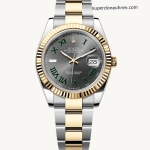 Premium Replica Uhr Rolex Datejust 41 m126333-0019 grünes Zifferblatt mit 18K-Goldband 41mm