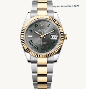 Premium Replica Uhr Rolex Datejust 41 m126333-0019 grünes Zifferblatt mit 18K-Goldband 41mm