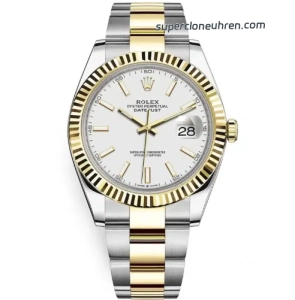 Premium Replica Uhr Rolex Datejust m126333-0015 weißes Zifferblatt Bicolor 41mm