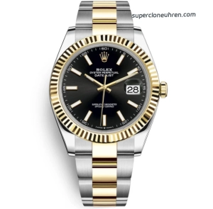 Premium Replica Uhr Rolex Datejust 41 m126333-0013 mit schwarzem Zifferblatt und Gold-Stahl 41mm