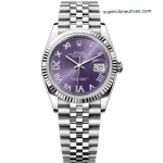 Premium Replica Uhr Rolex Datejust m126234-0021 lila Zifferblatt mit Diamantbesatz 36mm