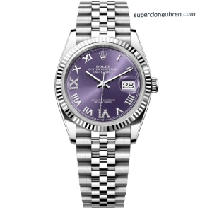 Premium Replica Uhr Rolex Datejust m126234-0021 lila Zifferblatt mit Diamantbesatz 36mm