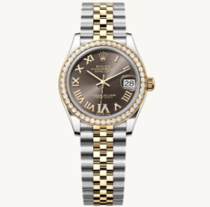 Premium Replica Uhr Rolex Datejust m278383rbr-0018 grau mit Diamantlünette und römischen Ziffern 31mm