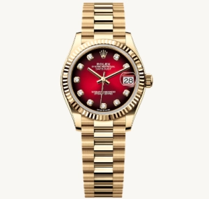 Premium Replica Uhr Rolex Datejust 31 278278-0049 Gold mit rotem Verlaufszifferblatt 31mm