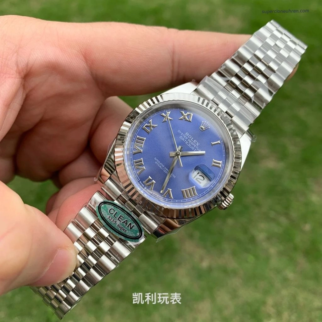 Premium Replica Uhr Rolex Datejust 126334 Eisblaues Zifferblatt mit römischen Ziffern 41 mm