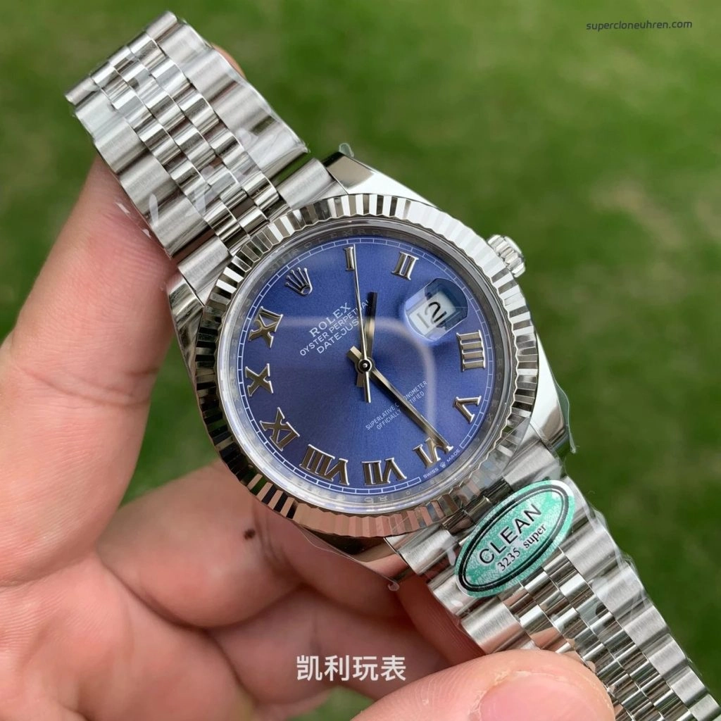 Premium Replica Uhr Rolex Datejust 126334 Eisblaues Zifferblatt mit römischen Ziffern 41 mm