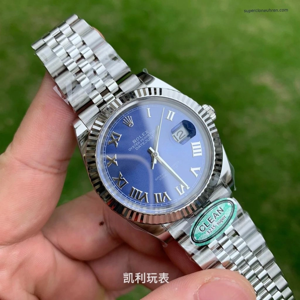 Premium Replica Uhr Rolex Datejust 126334 Eisblaues Zifferblatt mit römischen Ziffern 41 mm