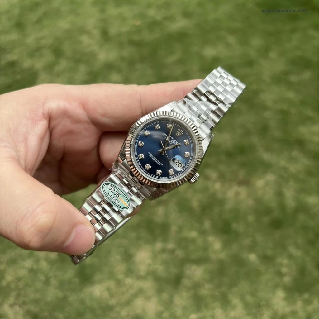 Premium Replica Uhr Rolex Datejust 126234 blaues Zifferblatt mit Diamantindizes 36mm