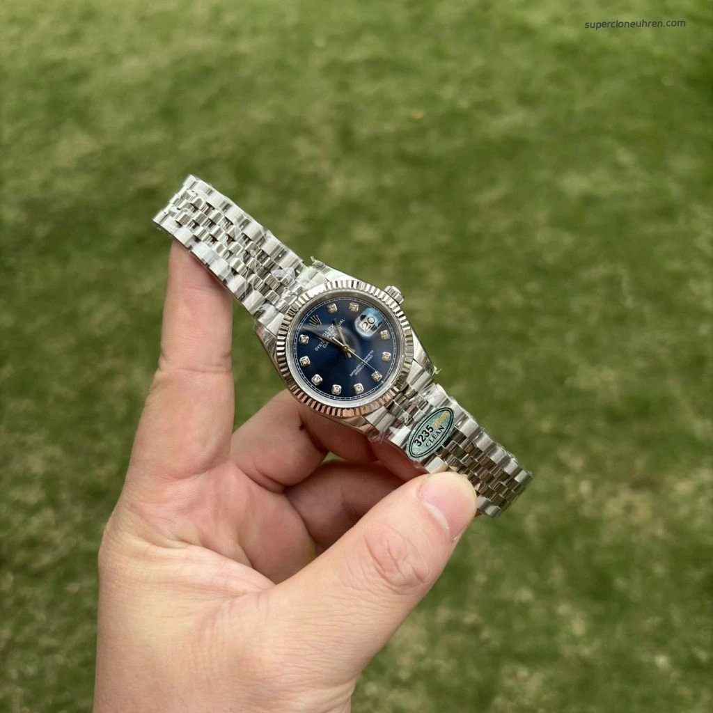 Premium Replica Uhr Rolex Datejust 126234 blaues Zifferblatt mit Diamantindizes 36mm