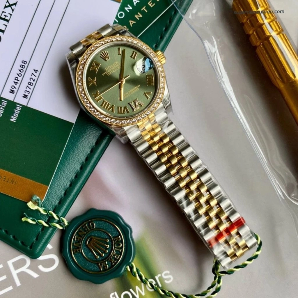 Premium Replica Uhr Rolex Datejust m278383rbr-0016 Bicolor mit grünem Zifferblatt 31mm