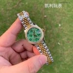 Premium Replica Uhr Rolex Datejust m278383rbr-0032 mit grünem Blumen-Zifferblatt und Diamantlünette 31mm