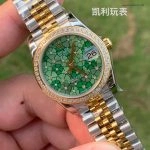 Premium Replica Uhr Rolex Datejust m278383rbr-0032 mit grünem Blumen-Zifferblatt und Diamantlünette 31mm