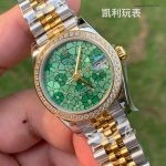 Premium Replica Uhr Rolex Datejust m278383rbr-0032 mit grünem Blumen-Zifferblatt und Diamantlünette 31mm