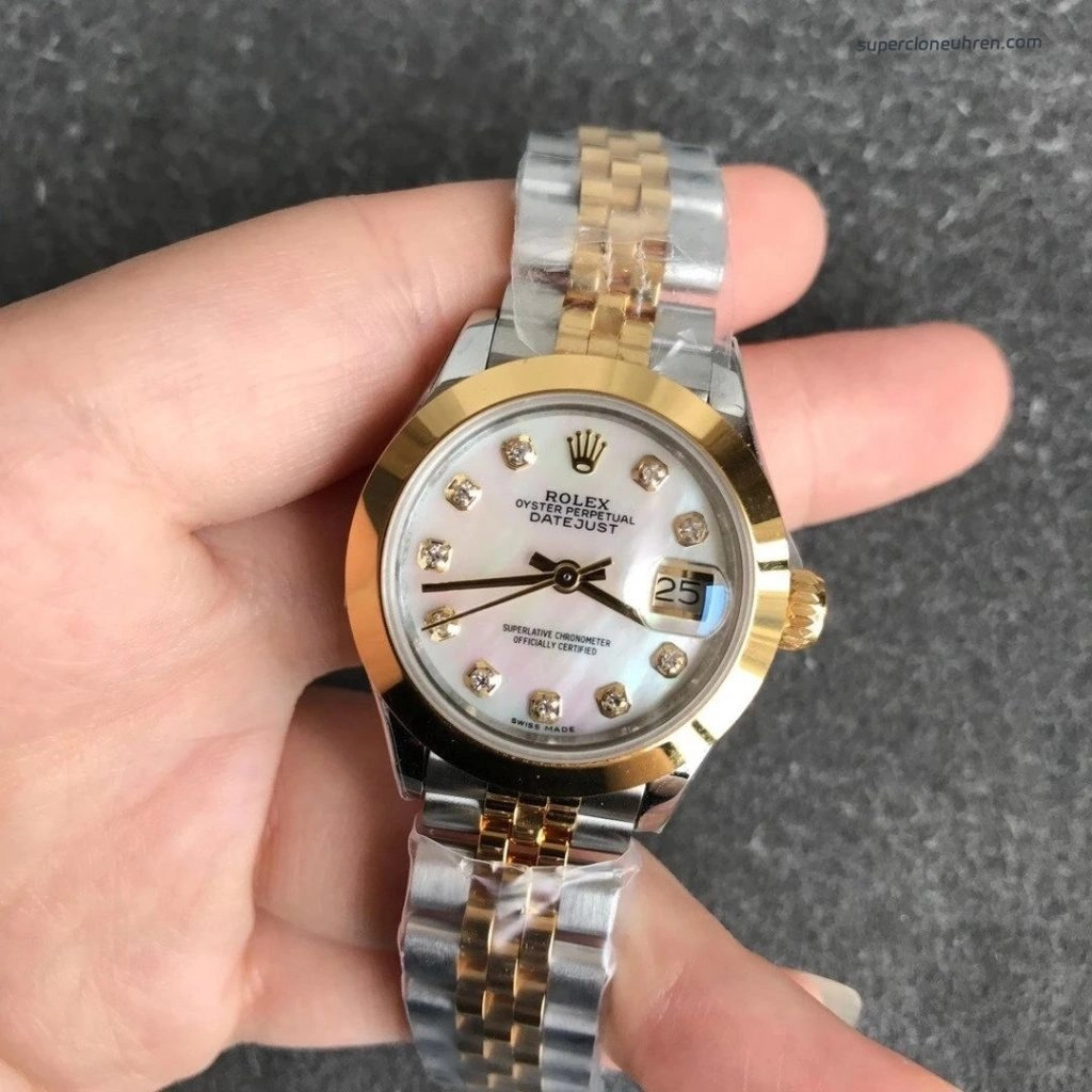 1:1 Super Clone Uhr Rolex Datejust m279173-0013 Bicolor mit Perlmuttzifferblatt 28mm