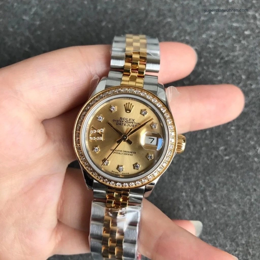 1:1 Super Clone Uhr Rolex Datejust m279173-0013 Bicolor mit Perlmuttzifferblatt 28mm