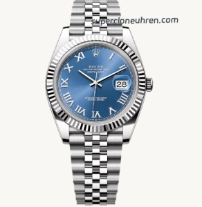 Premium Replica Uhr Rolex Datejust 126334 Eisblaues Zifferblatt mit römischen Ziffern 41 mm