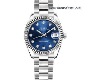 Premium Replica Uhr Rolex Datejust m178274-0061 mit Diamantindizes und Edelstahlband 31mm