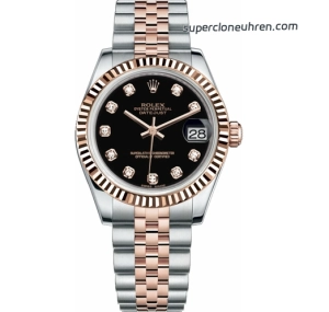 Premium Replica Uhr Rolex Datejust 178271-0017 Bicolor mit schwarzem Zifferblatt 31mm