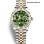 Premium Replica Uhr Rolex Datejust m278383rbr-0032 mit grünem Blumen-Zifferblatt und Diamantlünette 31mm