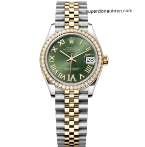 Premium Replica Uhr Rolex Datejust m278383rbr-0016 Bicolor mit grünem Zifferblatt 31mm