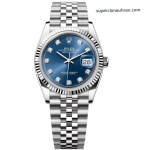 Premium Replica Uhr Rolex Datejust 126234 blaues Zifferblatt mit Diamantindizes 36mm