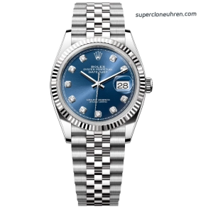Premium Replica Uhr Rolex Datejust 126234 blaues Zifferblatt mit Diamantindizes 36mm