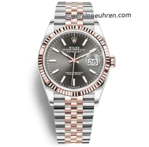 Super Clone Rolex Datejust 126231-0013 Stahl-Roségold graues Zifferblatt 36 mm