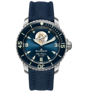 Premium Replica Uhr Blancpain Fifty Fathoms 5025-12B40-O52B mit blauem Zifferblatt 45mm