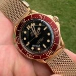 Premium Replica Uhr Omega Seamaster Diver 210.90.42.20.01.003 in Burgunderrot Bronze-Gold 42mm