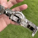 Premium Replica Uhr Omega Seamaster Aqua Terra 220.10.41.21.02.001 silbernes Teak-Zifferblatt mit orangefarbenem Sekundenzeiger 41mm