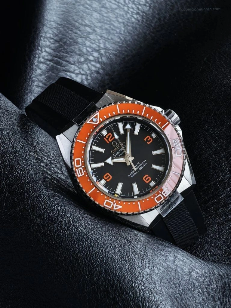 Premium Replica Uhr Omega Seamaster Planet Ocean 217.32.42.21.01.003 Edelstahl mit orangefarbener Lünette 42 mm