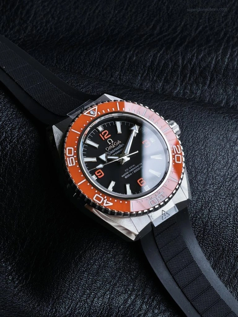 Premium Replica Uhr Omega Seamaster Planet Ocean 217.32.42.21.01.003 Edelstahl mit orangefarbener Lünette 42 mm
