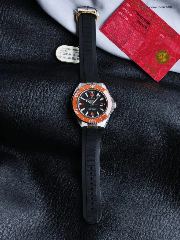 Premium Replica Uhr Omega Seamaster Planet Ocean 217.32.42.21.01.003 Edelstahl mit orangefarbener Lünette 42 mm