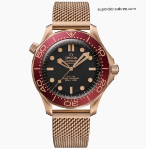 Premium Replica Uhr Omega Seamaster Diver 210.90.42.20.01.003 in Burgunderrot Bronze-Gold 42mm