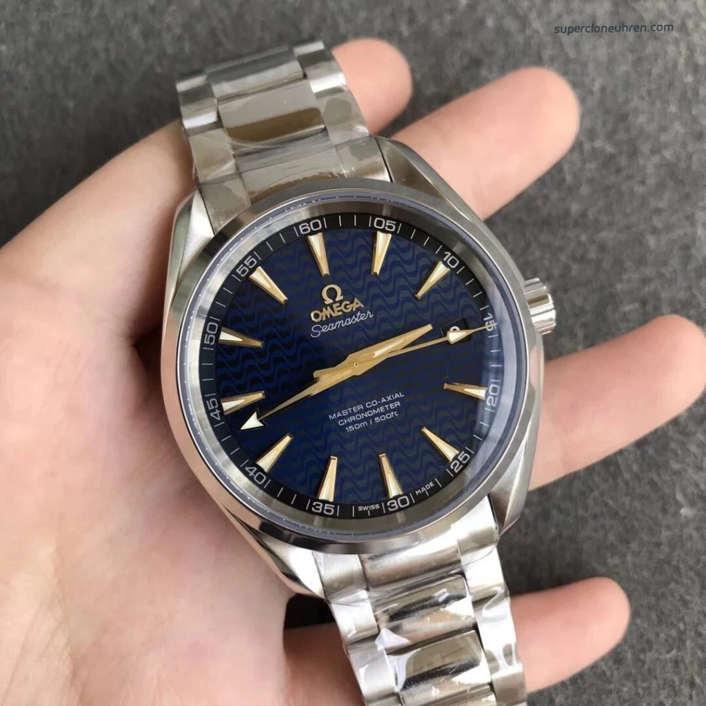 Premium Replica Uhr Omega Seamaster 231.10.42.21.03.006 blaues Wellenzifferblatt 41,5mm
