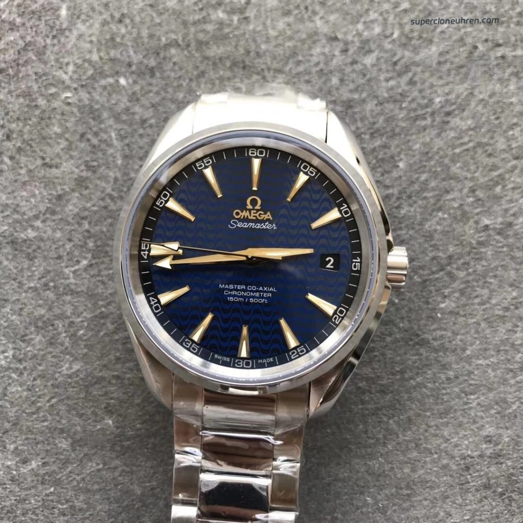 Premium Replica Uhr Omega Seamaster 231.10.42.21.03.006 blaues Wellenzifferblatt 41,5mm