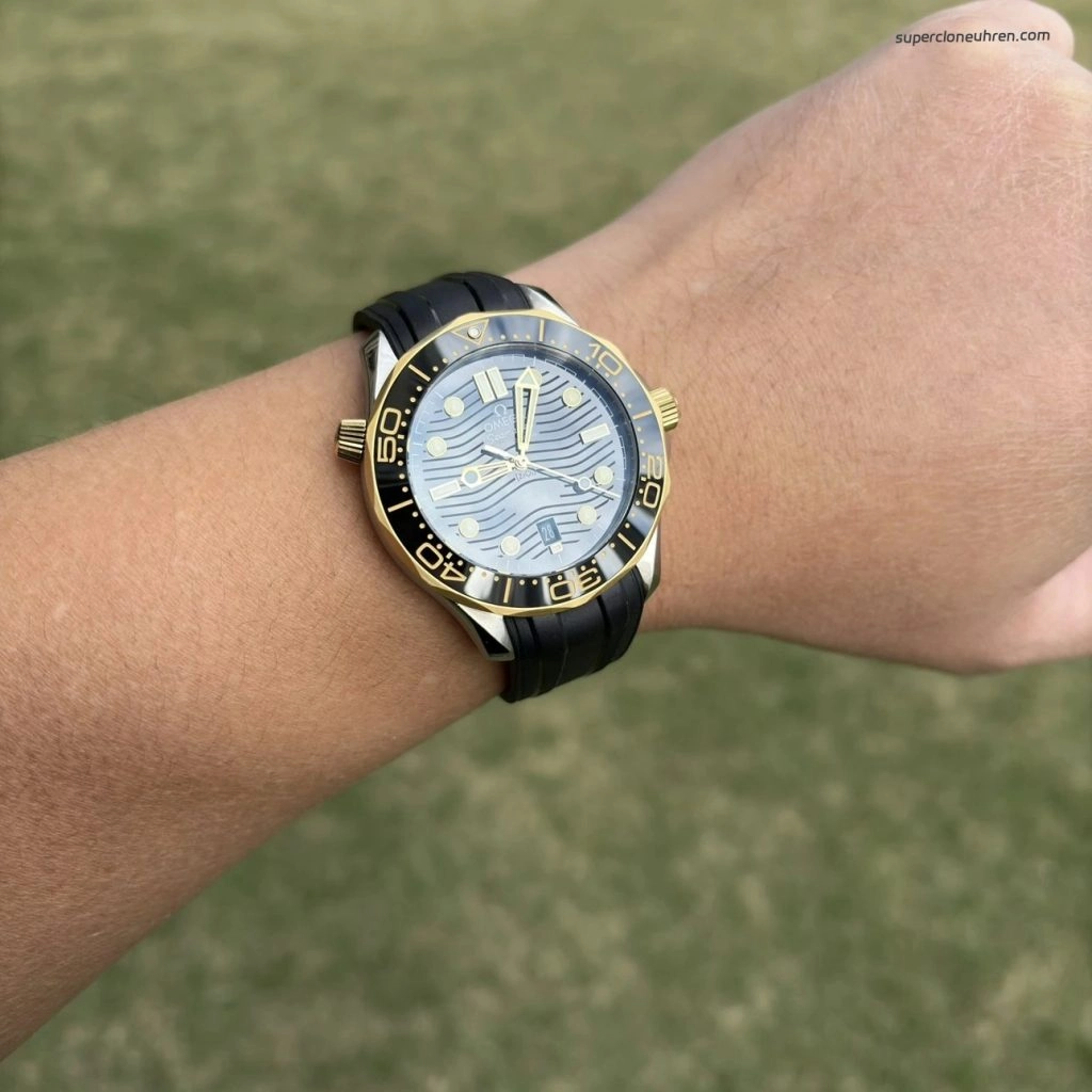 Premium Replica Uhr Omega Seamaster 210.22.42.20.01.001 in Bicolor Schwarz 42mm