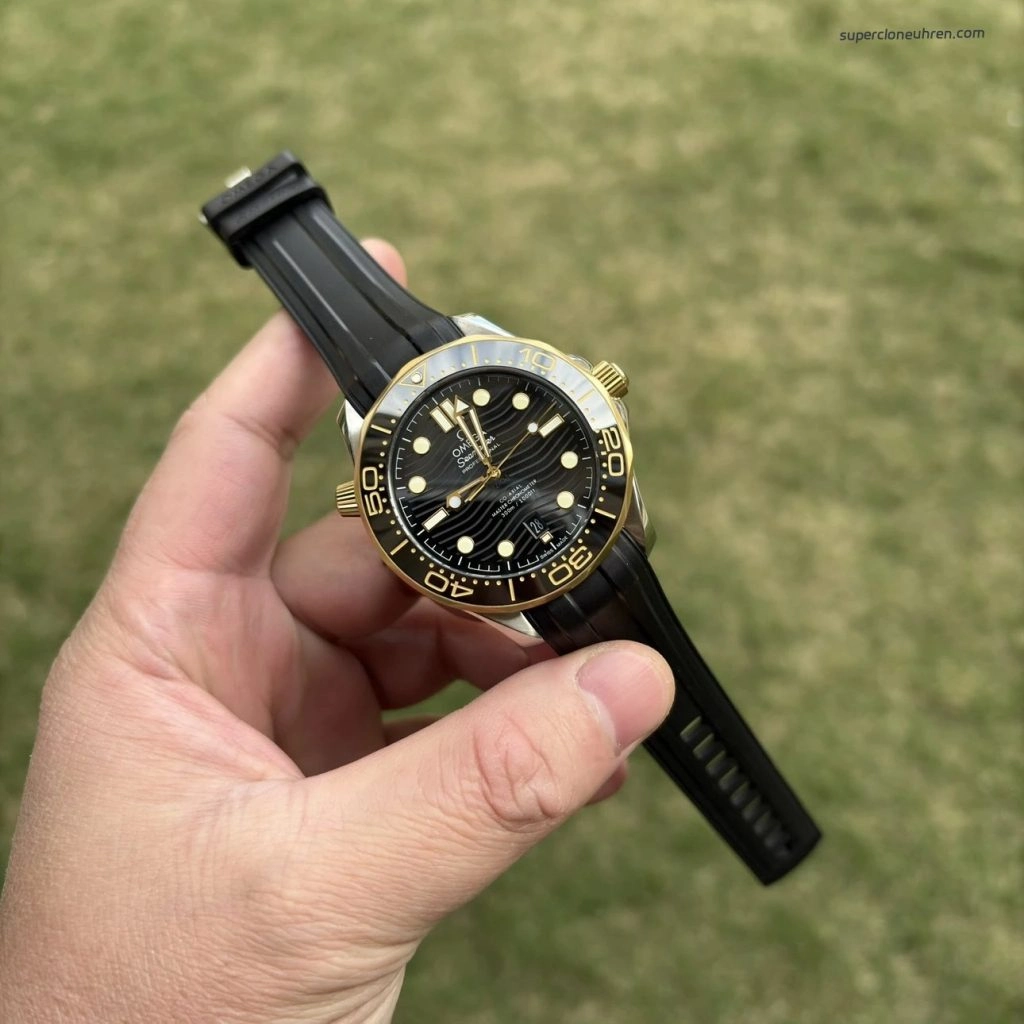 Premium Replica Uhr Omega Seamaster 210.22.42.20.01.001 in Bicolor Schwarz 42mm