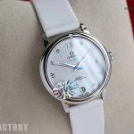 Premium Replica Uhr Omega De Ville 424.12.33.20.55.001 mit weißem Lederband 32,7 mm