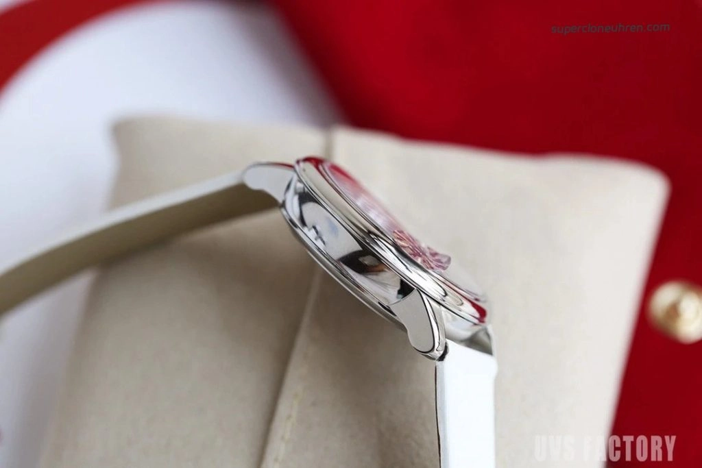 Premium Replica Uhr Omega De Ville 424.12.33.20.55.001 mit weißem Lederband 32,7 mm