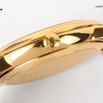 Super Clone Omega De Ville 424.53.40.20.02.002 in Goldoptik mit Lederband 39,5 mm
