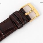 Super Clone Omega De Ville 424.53.40.20.02.002 in Goldoptik mit Lederband 39,5 mm